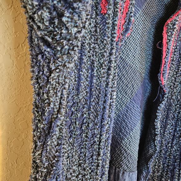 Handmade Terrycloth Blue Open Front Jacket Size Large - Picture 6 of 11